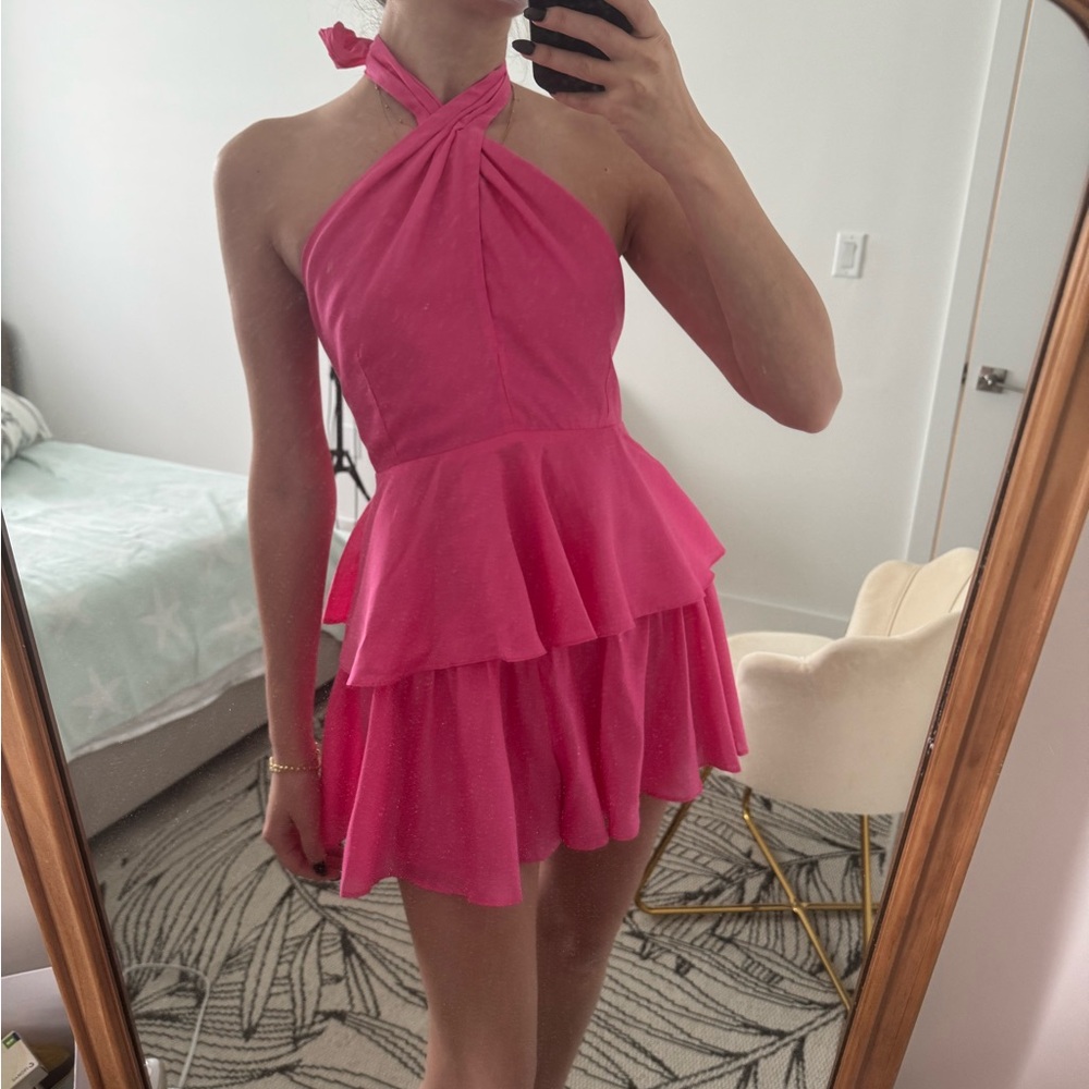 Pink Halter Neck Jumpsuit/Dress